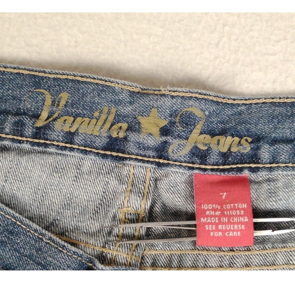 Vanilla Star Jeans Women's Size 7 Embellished Flare Jeans Distressed Denim - Picture 3 of 10